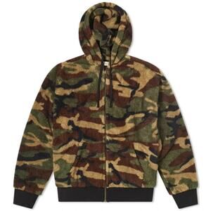 Faith Connexion Camo Sherpa Zip Hoodie Jacket Split Kangaroo Pocket Lace Side SM